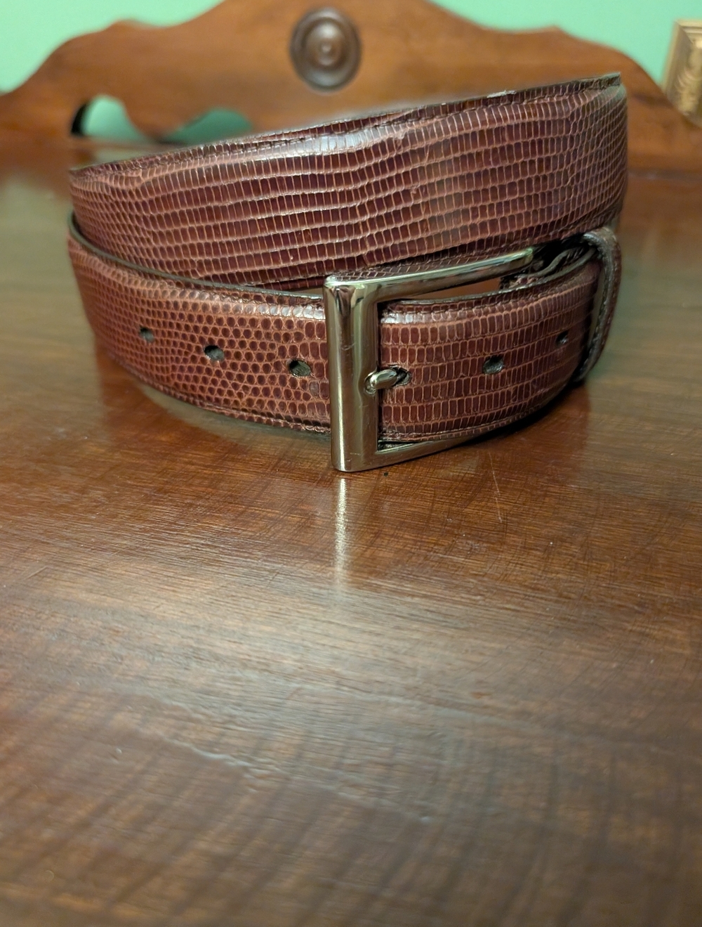 Torino Elite Men's Ringmark Lizard Exotic Skin Belt Brown Made in USA Size 38